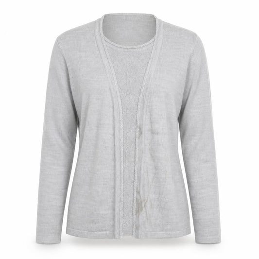 Front view of Honor Millburn Women's Grey Cardigan S
