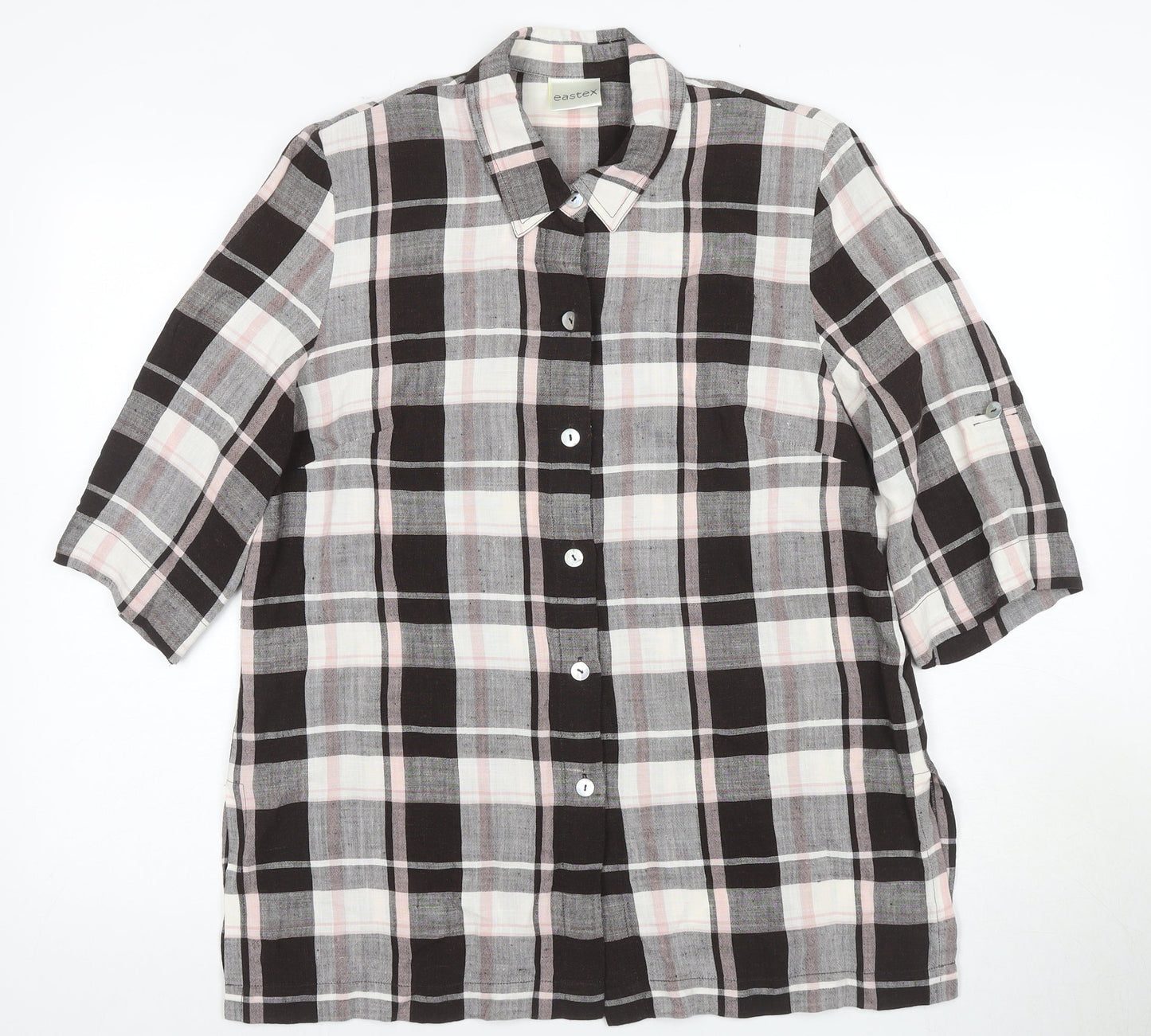 Womens UK Size 12 Eastex Black Classic Button-Up