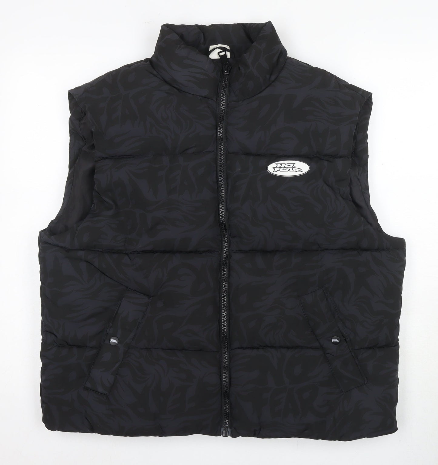 Mens UK Size M No Fear Black Puffer Jacket