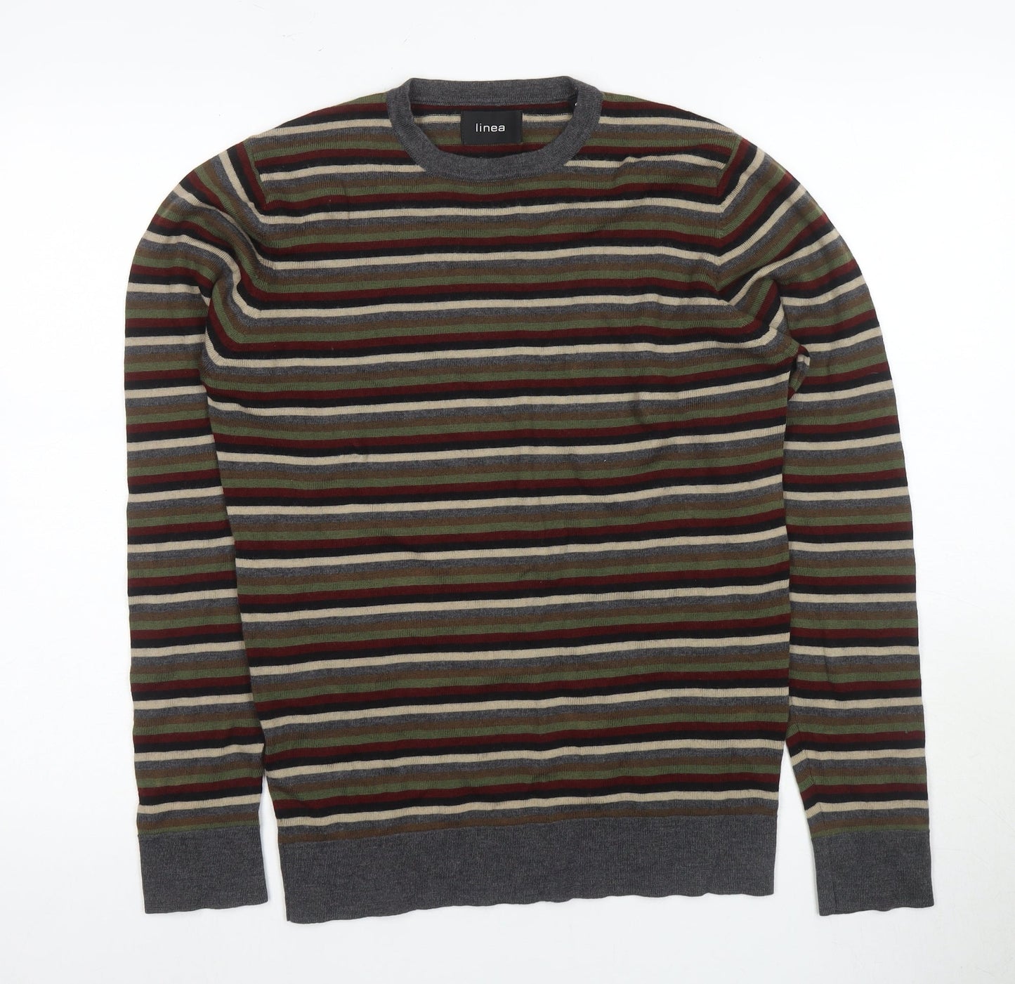 Linea Men's Multicoloured Striped Wool Jumper S