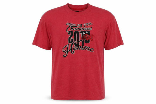 Front view of boohooMAN Men's Red Graphic T-Shirt L Regular Fit