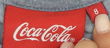 Unisex Adults UK Size 8 Coca-Cola Blue Basic T-Shirt