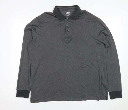 Lands' End Men's Grey XL Long Sleeve Polo Shirt