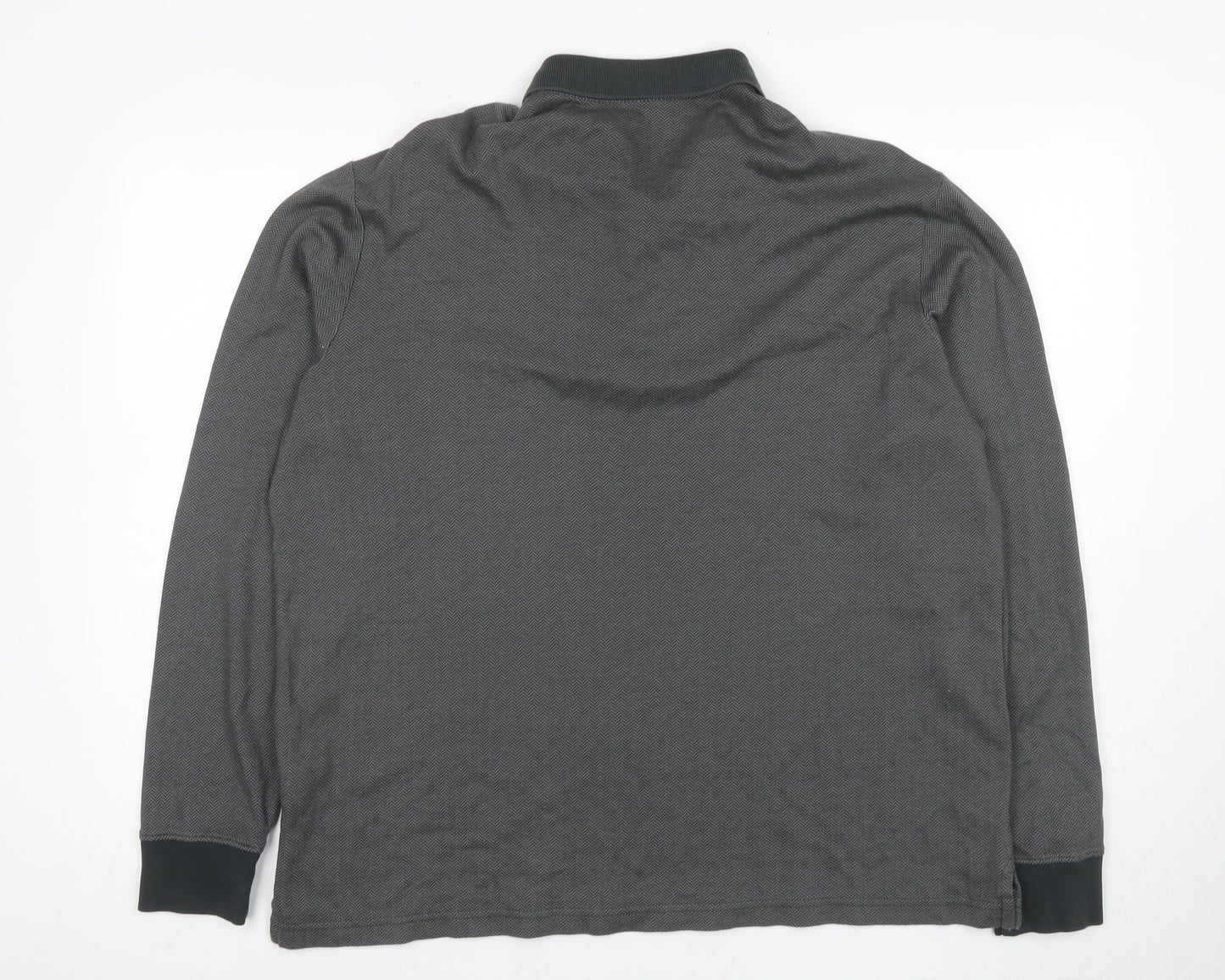 Lands' End Men's Grey XL Long Sleeve Polo Shirt