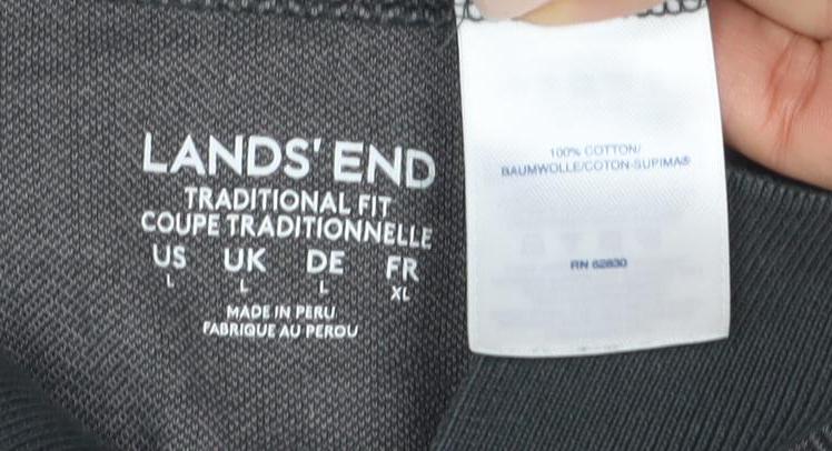 Lands' End Men's Grey XL Long Sleeve Polo Shirt