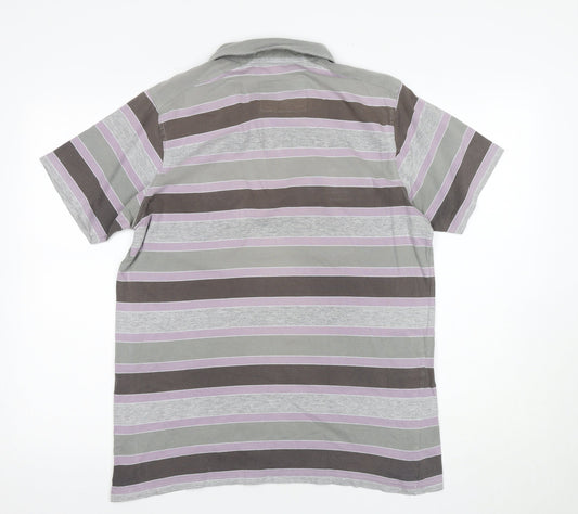 Trait Men's Grey Striped Polo Shirt Size M