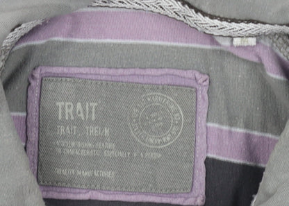 Trait Men's Grey Striped Polo Shirt Size M