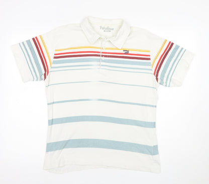 Petroleum Men's White Striped Polo Shirt - Medium