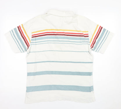 Petroleum Men's White Striped Polo Shirt - Medium