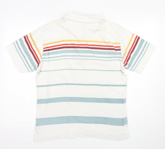 Petroleum Men's White Striped Polo Shirt - Medium