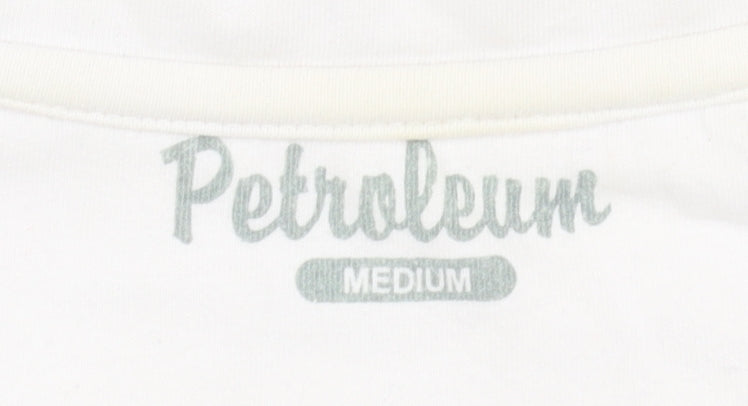 Petroleum Men's White Striped Polo Shirt - Medium