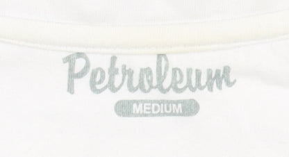 Petroleum Men's White Striped Polo Shirt - Medium