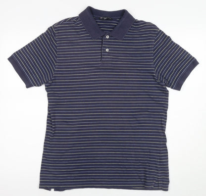 Marks and Spencer Men's Medium Blue Striped Polo