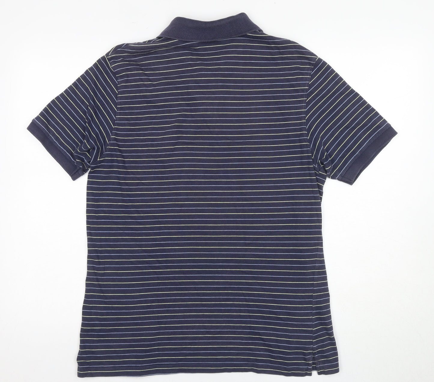 Marks and Spencer Men's Medium Blue Striped Polo
