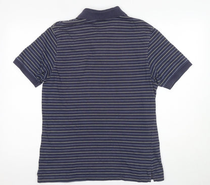 Marks and Spencer Men's Medium Blue Striped Polo