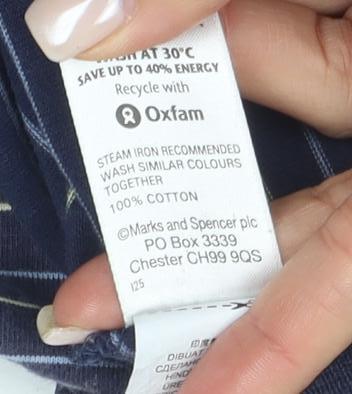 Marks and Spencer Men's Medium Blue Striped Polo