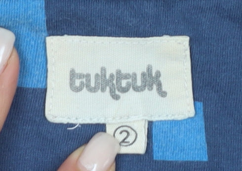 tuktuk Men's Blue Geometric Pattern T-Shirt, Size S