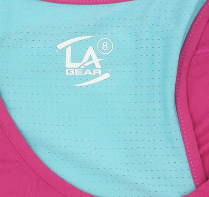 LA Gear Women's Pink and Blue Tank Top Size 8 Athletic Fit