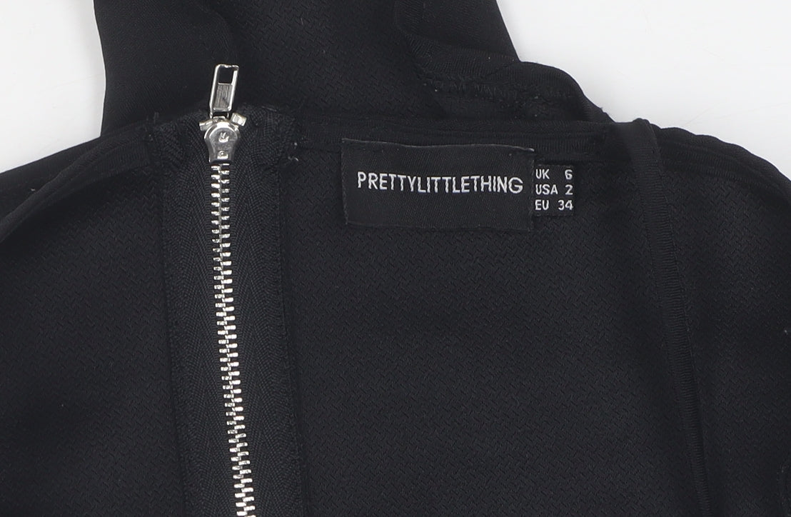 Womens UK Size 6 PRETTYLITTLETHING Black Camisole