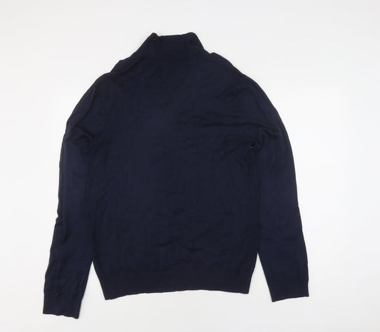 River Island Men's Blue Pullover Jumper L Collared