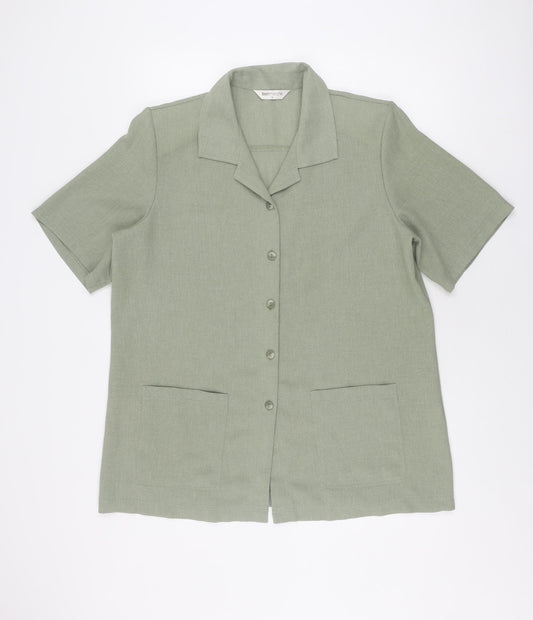 Womens UK Size 18 Bonmarché Green Basic Button-Up
