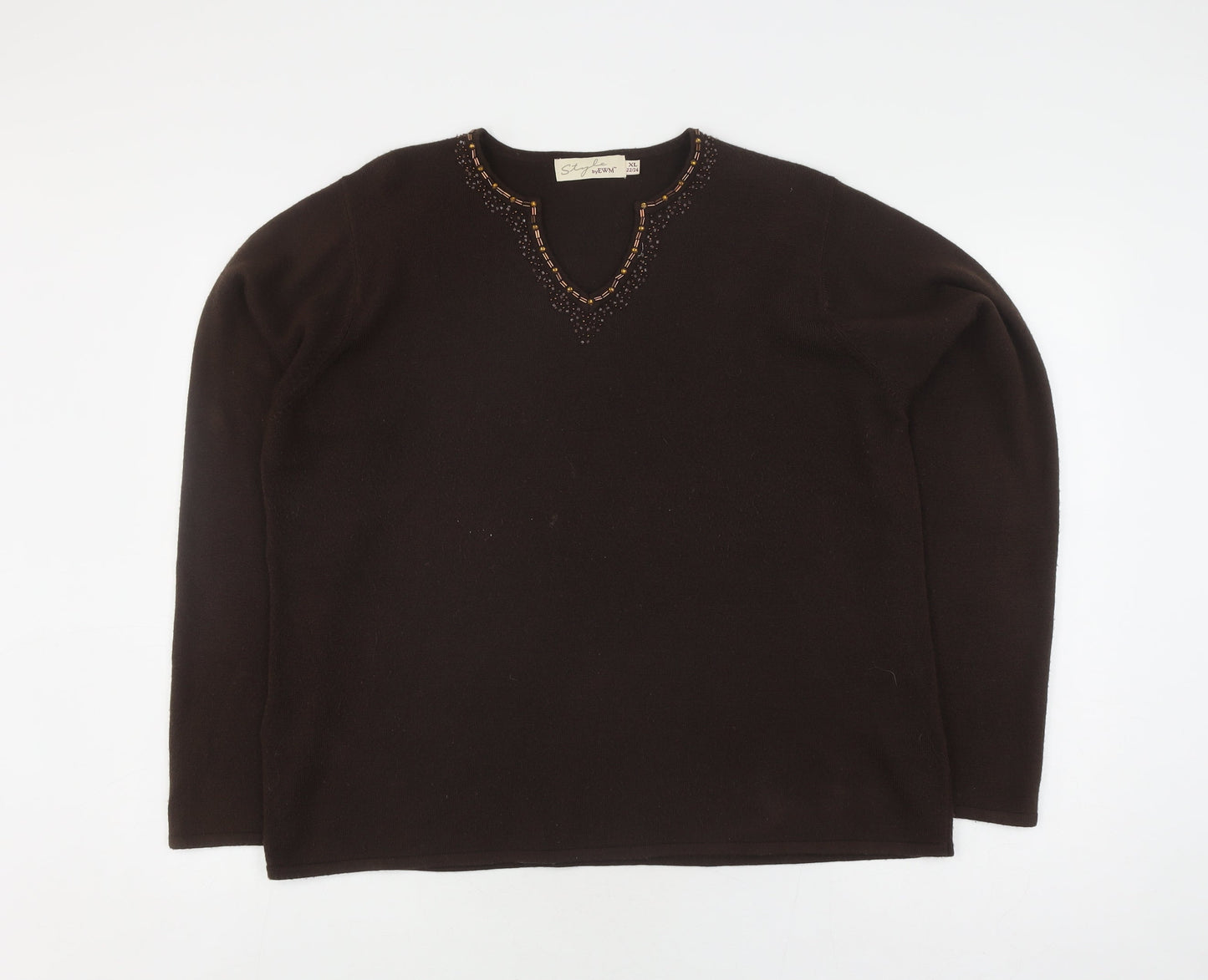 Womens UK Size 22/24 Style by EWM Brown Pullover Jumper