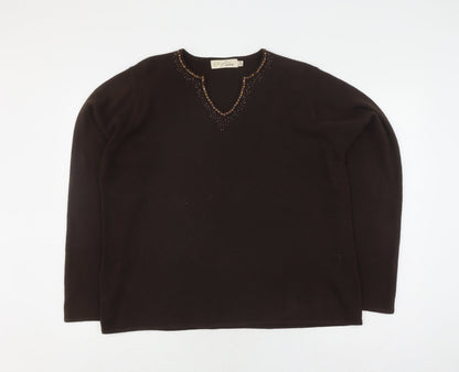 Womens UK Size 22/24 Style by EWM Brown Pullover Jumper