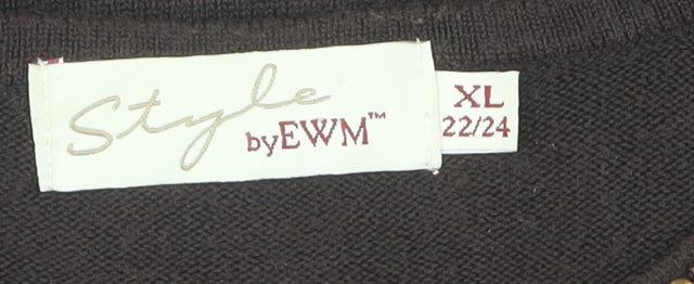 Womens UK Size 22/24 Style by EWM Brown Pullover Jumper