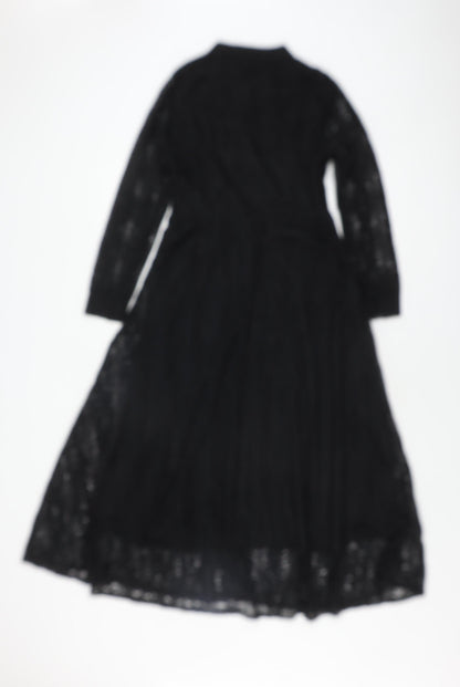 Elegant Black Lace A-Line Dress for Women Size M