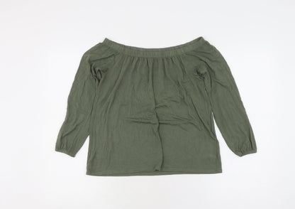 Hollister Women's Green Off the Shoulder Blouse XS