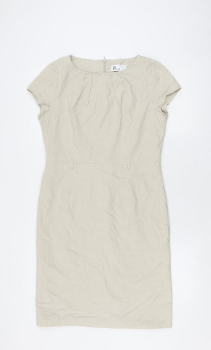 BHS Women's Beige Shift Dress - Size 12, Casual Spring