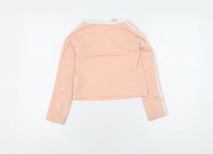 Adidas Girls Pink Cropped T-Shirt, Long Sleeve, Size 7-8