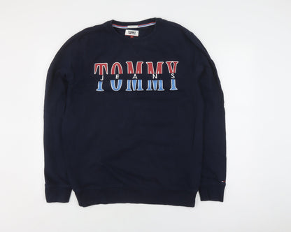 Tommy Jeans Men's Navy Blue Logo Sweatshirt L