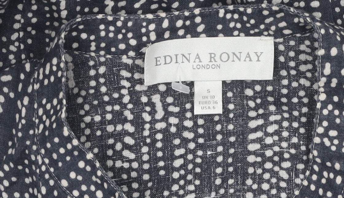 Edina Ronay Women's Blue Polka Dot Blouse Size 10