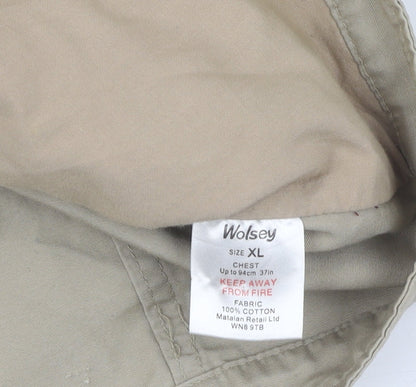 Wolsey Men's Beige XL Bomber Jacket Full Zip Casual