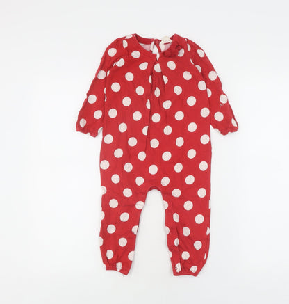 Gap Unisex Red Polka Dot Romper, 18-24 Months, Organic Cotton