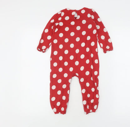 Gap Unisex Red Polka Dot Romper, 18-24 Months, Organic Cotton