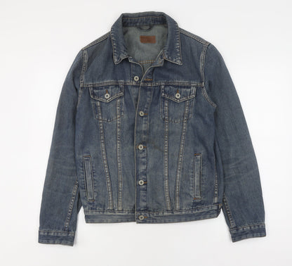 ASOS Men's Blue Denim Bomber Jacket, Size S