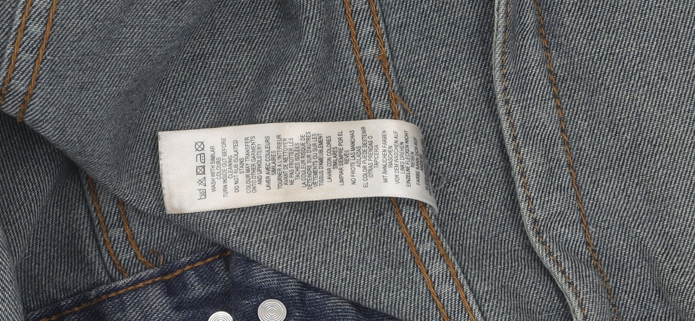 ASOS Men's Blue Denim Bomber Jacket, Size S