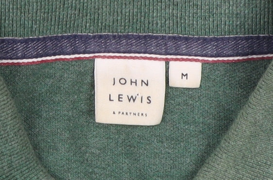 John Lewis Men's Green Polo, Medium, Short Sleeve, Cotton