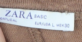 Womens UK Size 12 Zara Brown Basic T-Shirt