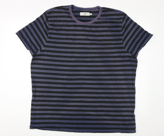 Jasper Conran Men's Striped Blue T-Shirt 2XLT