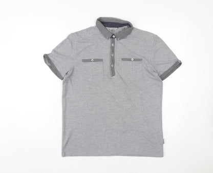 Ted Baker Men's Grey Polo, M, Collared Short Sleeve