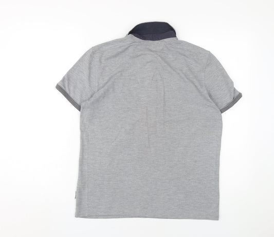 Ted Baker Men's Grey Polo, M, Collared Short Sleeve