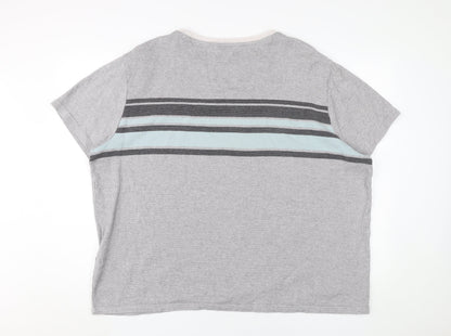 Marks and Spencer Men's 3XL Grey Striped T-Shirt