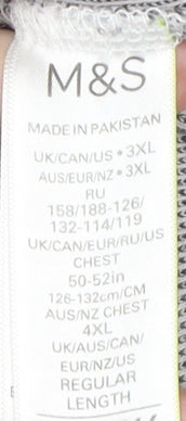 Marks and Spencer Men's 3XL Grey Striped T-Shirt