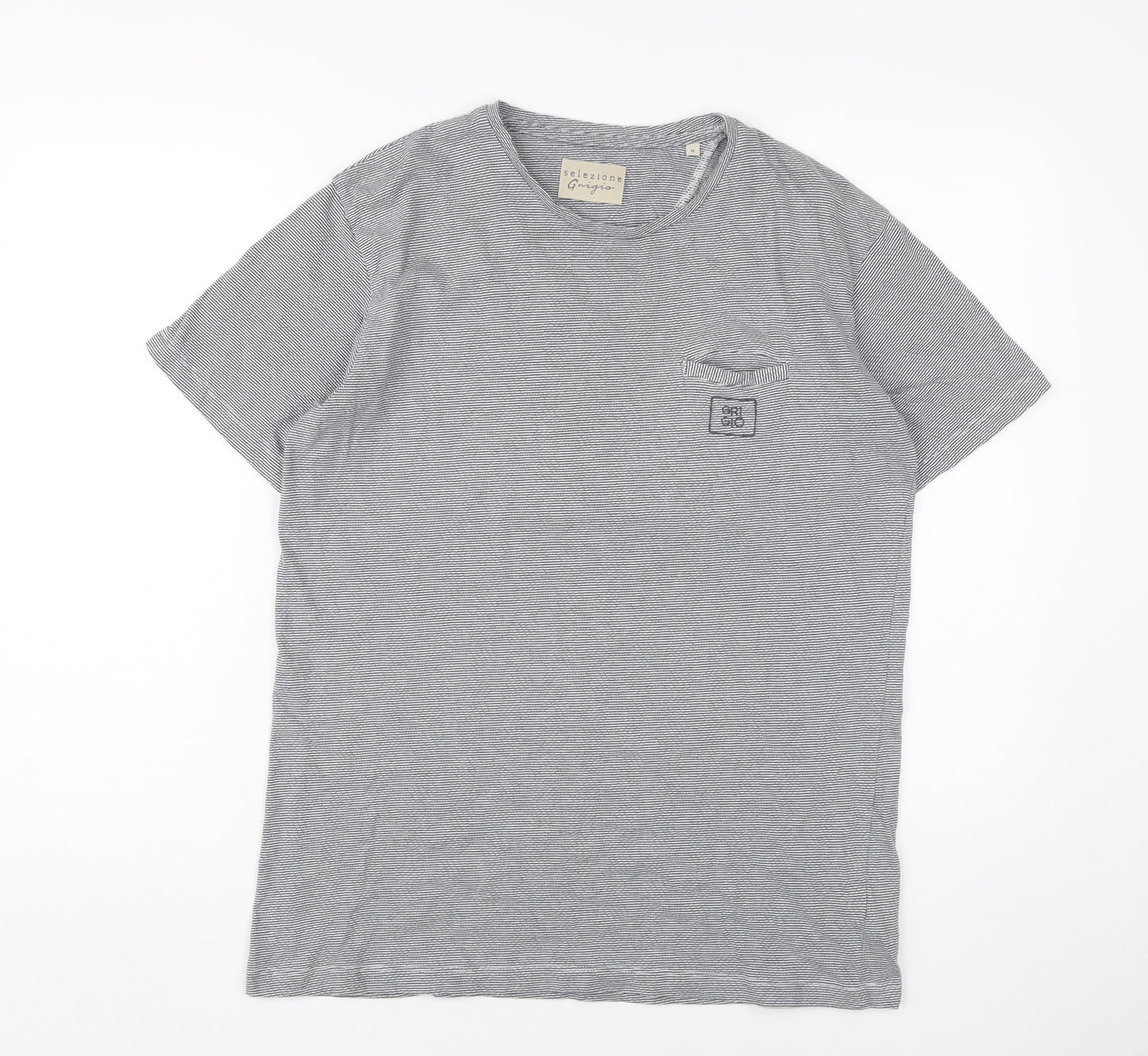 Selezione Grigio Men's Grey Striped T-Shirt M