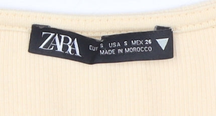 Zara Women's Beige Sleeveless Bodysuit, Size S, Casual Wear