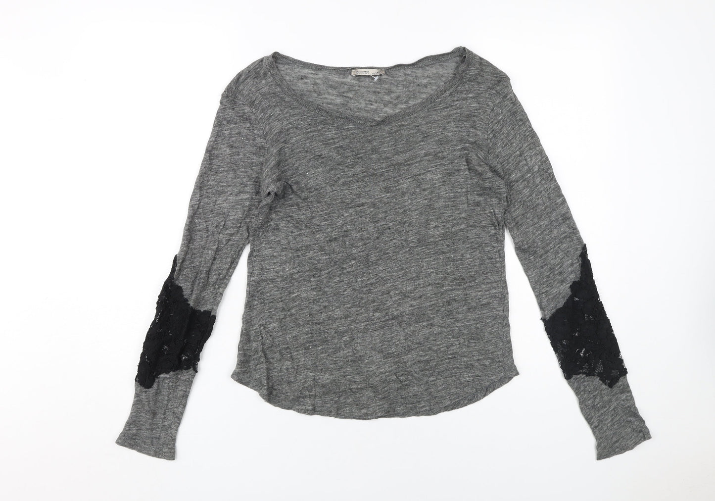 Womens UK Size 8 Zara Grey Basic T-Shirt