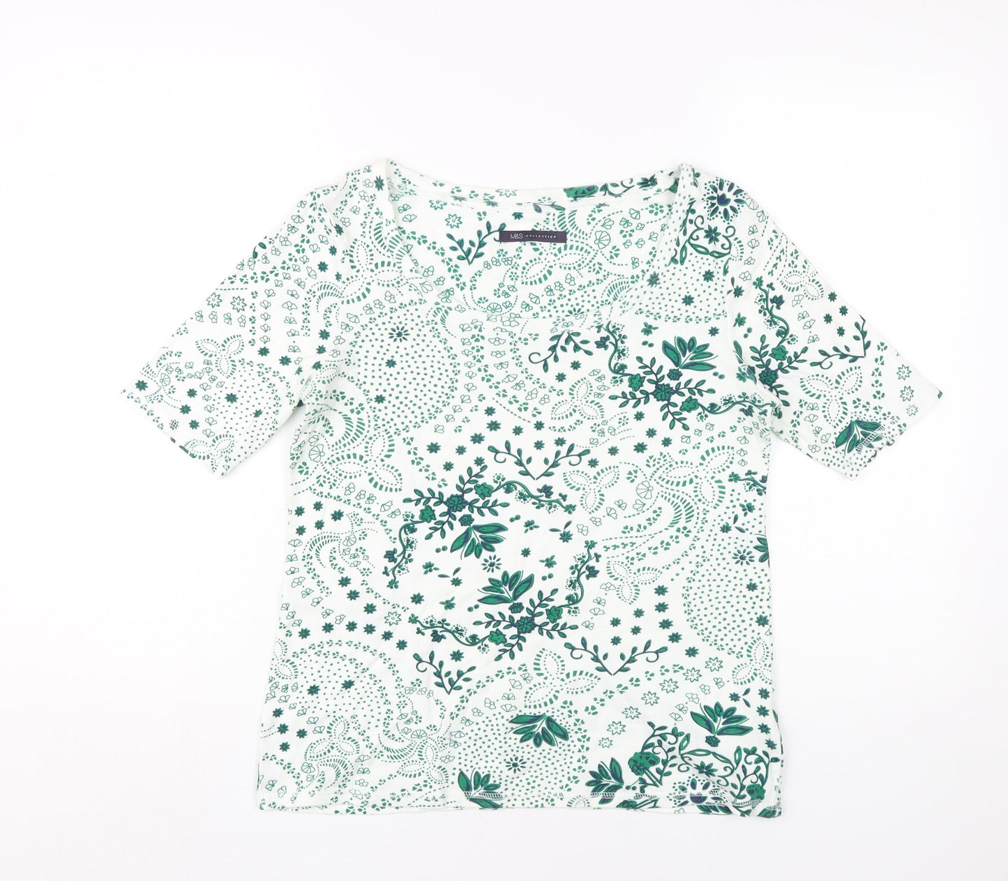 Womens UK Size 12 Marks and Spencer Green Basic T-Shirt